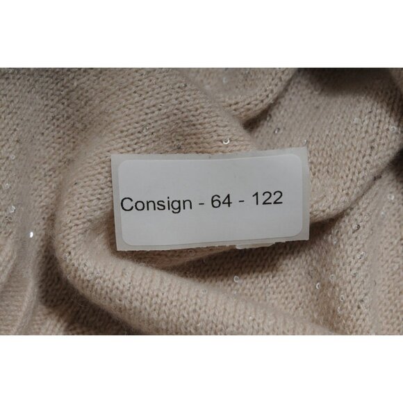 Neiman Marcus Cashmere Collection Womens Sequin Turtleneck Vest Large Beige - Picture 9 of 10